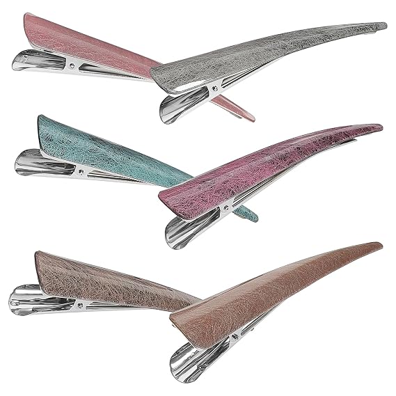 6pcs Gradient Glossy Acrylic Ox Horn Hair Clips, Duckbill Ponytail Clamps for Women, Decorative Hair Accessories for Daily and Party Styling