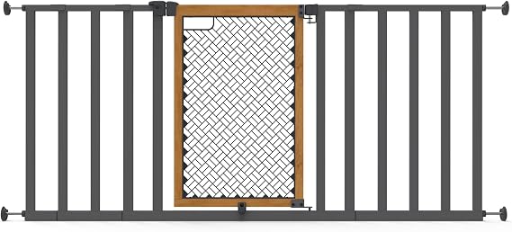 Ingenuity Ingenuity Thruway 60XW Series Extra Wide Safety Pet&Baby Gate,30"-60" Wide,26" Tall,Pressure or Hardware Mounted,Install Wall to Wall in Doorway or StairwayHoney Oak Stained Wood&Metal