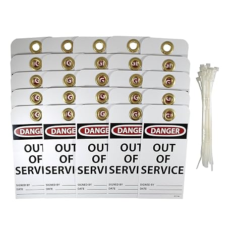 AccuformNMC NMC RPT146G Danger - Out of Service Tag 3 in. x 6 in. 2 Sided Vinyl Danger Tag with White/Black Text on Red/White Base, Medium [Pack of 25]