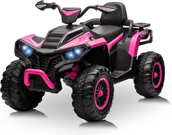 JoyRydz 24V 2 Seater Ride On Toys for Big Kids,4X4 4WD Power Wheels ATV for Kids 4 Wheeler w/800W Motors,6Mph Max Speed,Music,Led,Spring Suspension,Electric Car for Big Boys Girls Birthday Gifts-Pink
