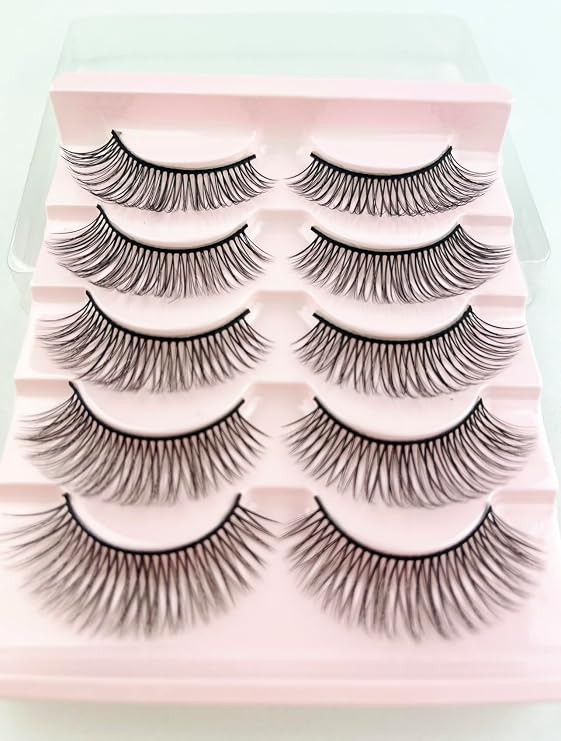 BeautyU&Me New 5 Pairs Natural Long Cross Handmade Thick Makeup Fake Eyelashes False Lashes