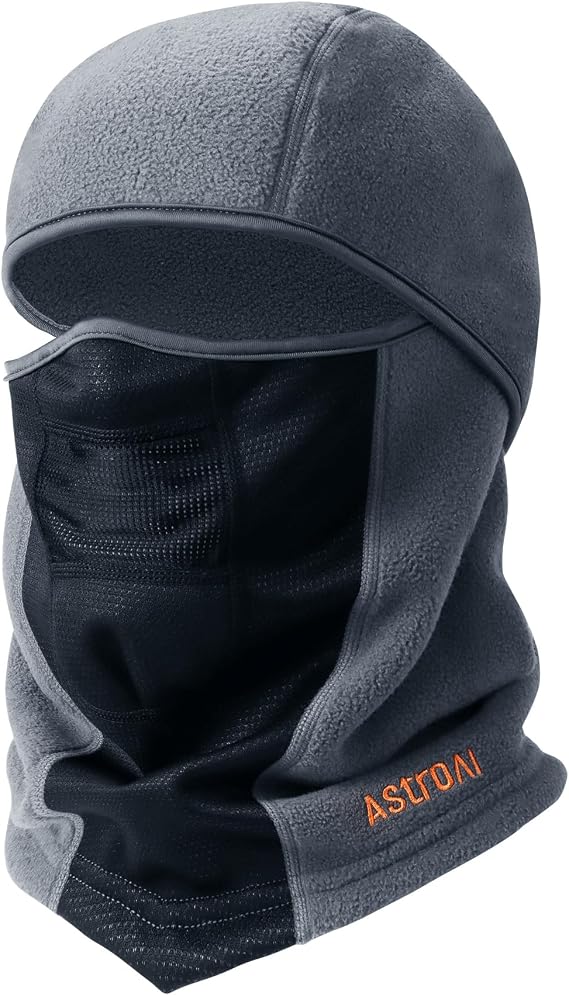 AstroAI Windproof Ski Mask, Winter Thermal Fleece Balaclava, Gray-S