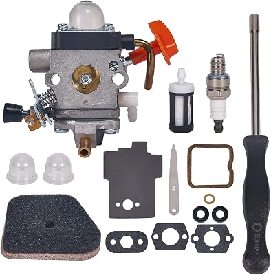FS90R Carburetor C1Q-S174 for Stihl FS110R FS130R FS100 KM130R FS130 FS90 KM90R KM90 FS100RX FS110 KM110R HT100 HT101 Trimmer Weed Eater - with Valve Clearance Setting 9 Piece Set
