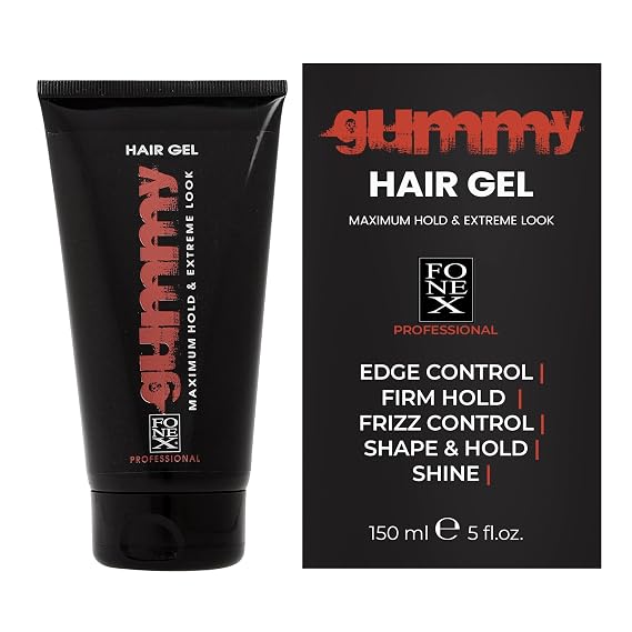 Gummy Professional Hair Gel for Men and Women Strong Hold Styling Gel for Slick Back Looks, Curls, Braids, Twists, and Edge Control Clear Gel for Shine, Neat Styles, and Conditioning 150ml