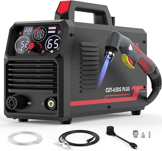 YESWELDER Plasma Cutter, 65Amp 110V220V Non-High Frequency Non-Touch Pilot Arc 4-In-1 Plate CuttingGrid CuttingGougingMarking Multifunctional Plasma Cutting Machine CUT-65DS PLUS