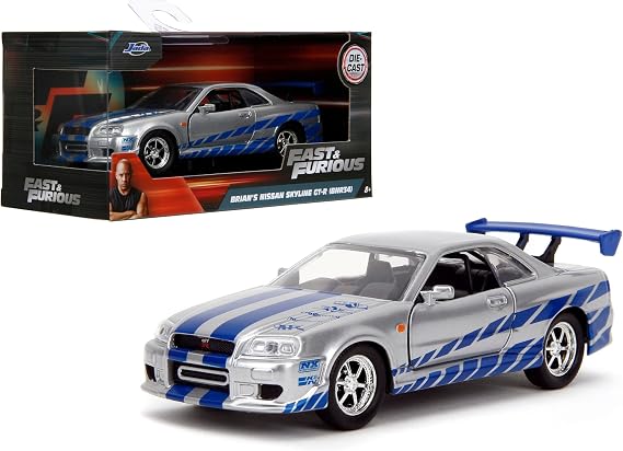 Jada Fast & Furious Diecast Model 1/32 2002 fits Nissan Skyline GTR R34silver/blue
