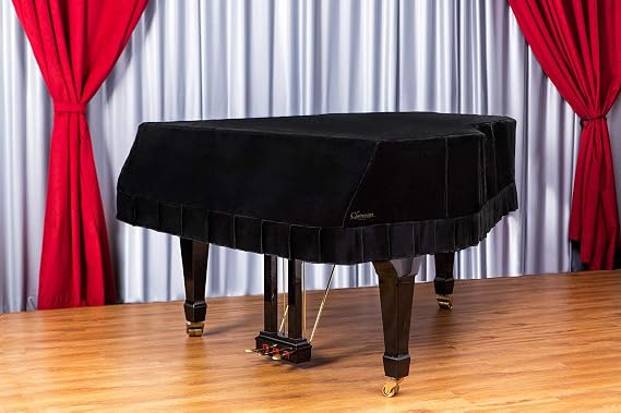 Clairevoire Grandeur: Premium Velvet Grand Piano Cover for Yamaha GB1, 5 feet (152cm) | Handcrafted | Luxury-grade Velvet | Anti-dust/blemish/scratch | Gentle Climate Protection | Black