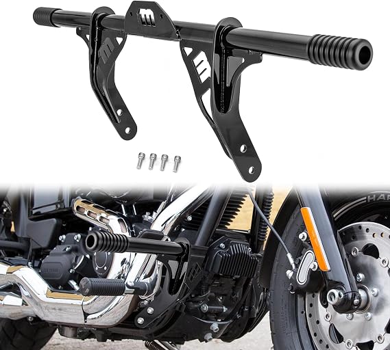 Front Engine Guard Crash Bar Flat-Out Highway Peg Fit for Harley | Fit for Dyna Fat Bob Street Bob Super Glide Low Rider with Mid Control 2006-2017 Models