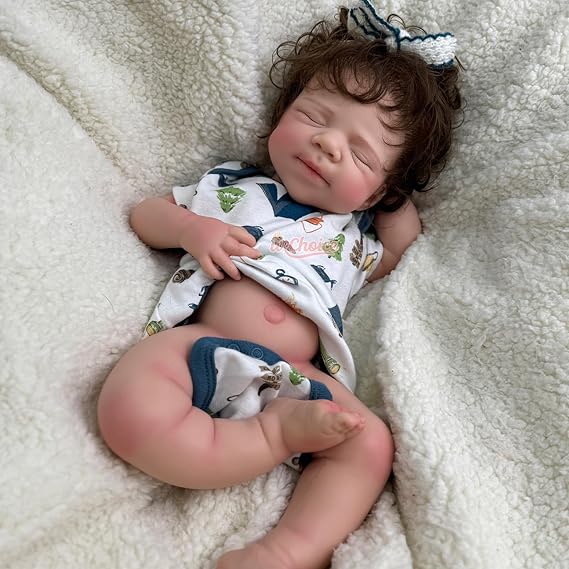 Lifelike 19 Inch Full Body Solid Silicone Reborn Baby Boy Doll with Hair