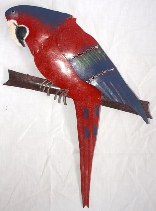 D-Art Collection Iron Red Parrot Wall Dcor