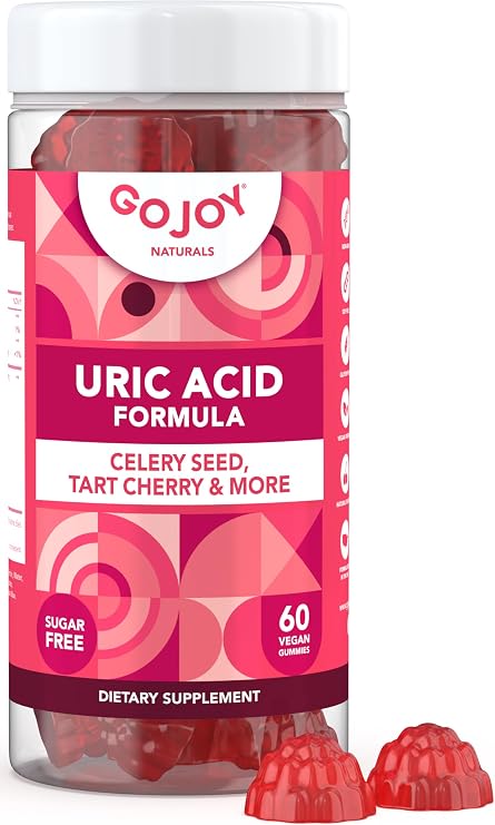 GOJOY NATURALS Uric Acid Support Formula for Adults - Tart Cherry Gummies with Celery Seed Extract - for Men and Women's Joints Kidneys and More - Soy & Sugar Free