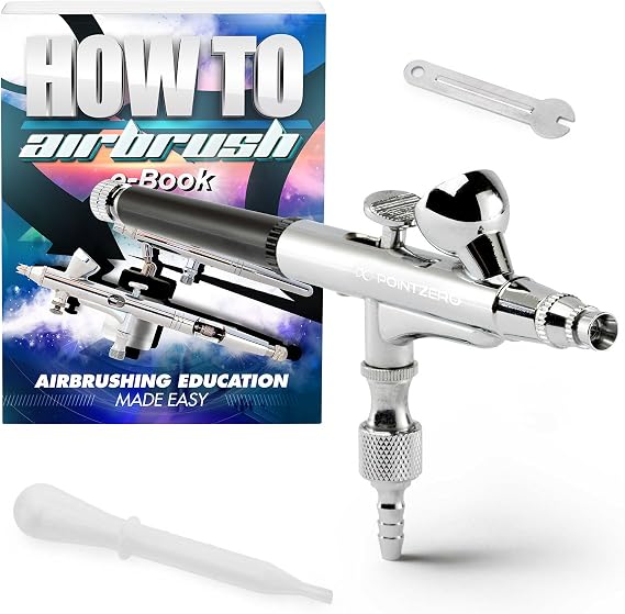 PointZero Dual-Action 2cc Gravity-Feed Airbrush Set with .2mm Nozzle