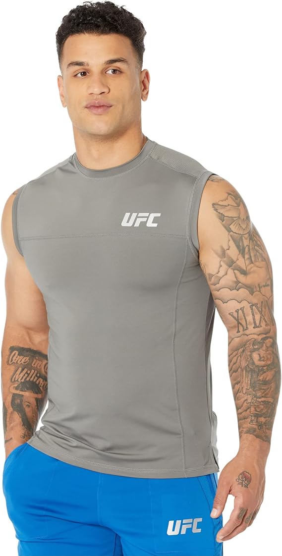 UFC Sleeveless Crew Neck Tank Top for Men Blended Cotton Short Sleeves Regular Fit Graphic Printed