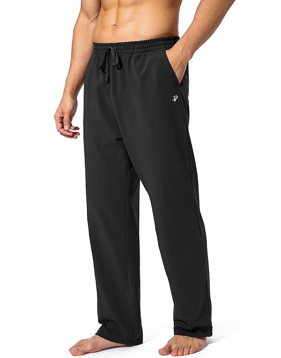 Pudolla Men's Cotton Yoga Sweatpants Athletic Casual Pants with Pockets