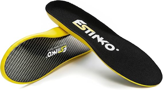 Estinko Carbon Fiber Performance Insoles - Customized Athletic Inserts for Basketball, Volleyball, Racquet Sports, Running & More, Shock Absorption (Men's 3.5-4/Women's 5.5-6, 9.61")
