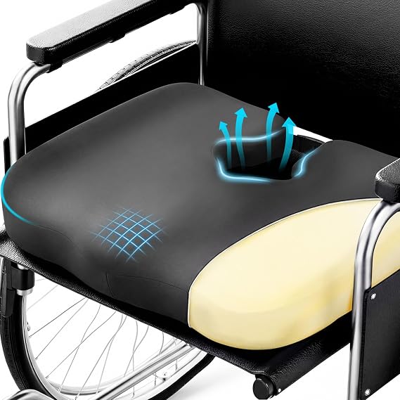 Bed Sore Cushion for Butt Wheelchair Donut Pad for Tailbone & Coccyx Relief. Memory Foam Eases Sciatica, Hemorrhoids, Pressure Sores. Anti-Slip Cover for Elderly, Bedridden, Prostate & Post Natal