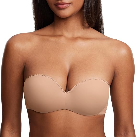 DOBREVA Women's Strapless Push Up Bra Padded Underwire Boost Cups Multiway Bandeau Bra