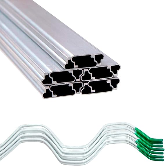 Wire and Channel Kit | 1" x 6.5' Aluminum Greenhouse Channel with 6.5' Steel Wire Jiggly Wire | PVC Coated Wire and U-Channel | Lock Channel and Wire (10 Pack)