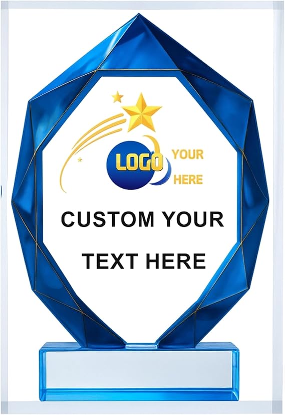 Tina&Co Personalized Acrylic Award Plaque Custom Engraved Corporate Recognition Trophy, ; Personalized Employee Recognition Award Trophy with Logo & Text | Corporate Appreciation Gift for Retirement, Teacher & Leadership Excellence