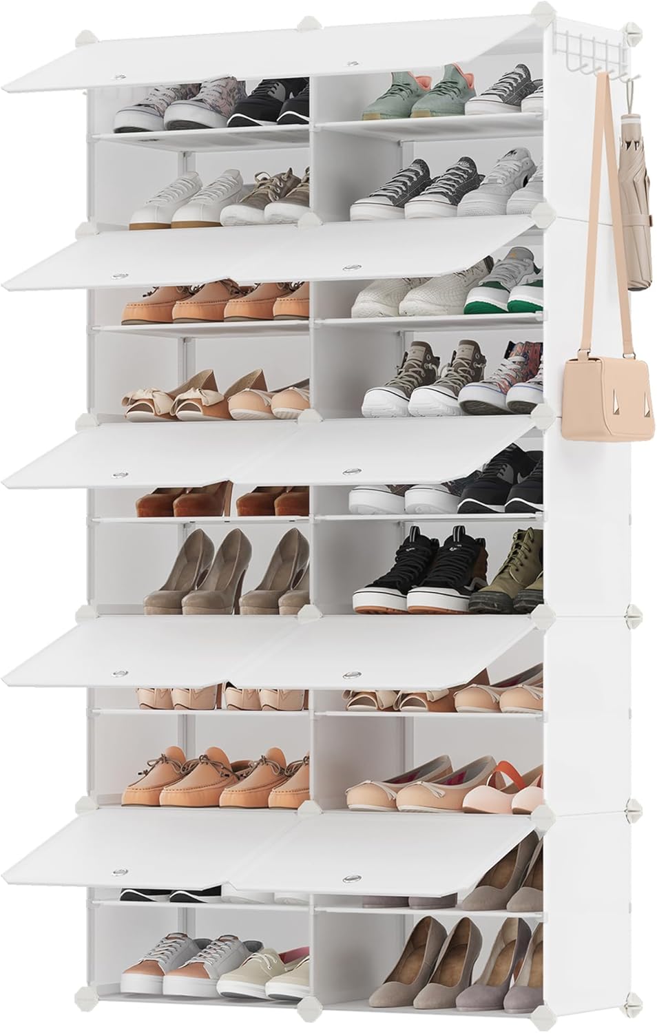 SONGMICS Shoe Rack Cloakroom Entryway Adjustable 10 Compartments Holds up to 40 Pairs of Shoes Cloud White LPC035W02
