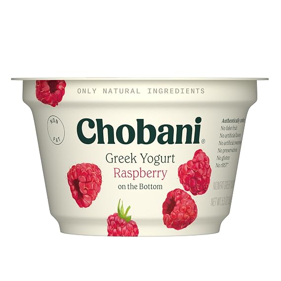 Chobani Non-Fat Greek Yogurt Raspberry on the Bottom 5.3oz