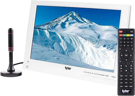 Tyler 13.3 Portable TV LCD Monitor 1080P Rechargeable Lithium Battery Operated, 3 Antenna, HDMI, SD, USB, RCA, FM Radio, Digital Tuner, AV Inputs, AC/DC, TV Stand & Remote Control For Kids Car Travel