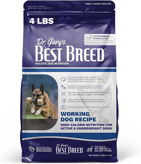 Best Breed Working Dog Diet Made in USA [Natural High Calorie Dry Dog Food] - 4lbs