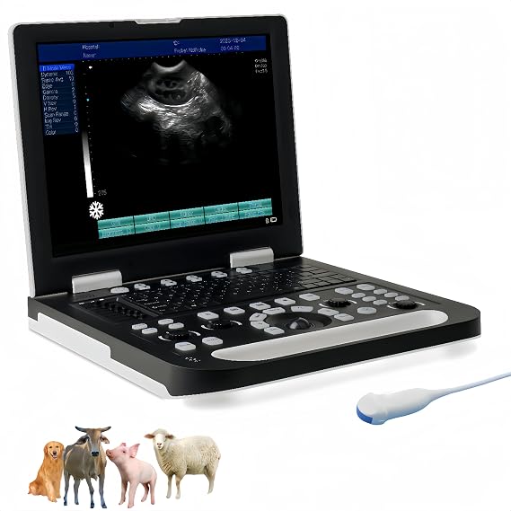 N50 Portable Veterinary Ultrasound Machine, 15-Inch HD LCD Livestock Pregnancy Scanner for Dogs Kennel, Cat feeders, Veterinary Pregnancy Detection System (Micro Convex Probe)