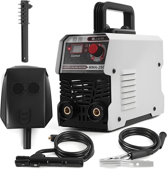 Portable Welding Machine, MMA-250 Upgraded Welder Machine 220V, Mini Electric Welding Machine, IGBT Inverter Stick Welder with Hot Start Arc Force Anti-Stick, ARC Welder for 1/16"-1/8" Rods (Grey)