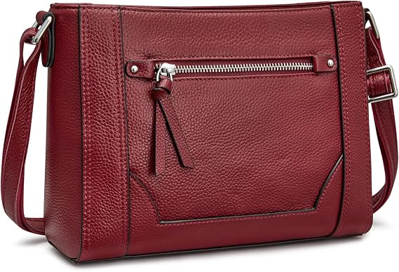 S-ZONE Medium Women Genuine Leather Crossbody Bags Cowhide Shoulder Handbag Ladies Purse