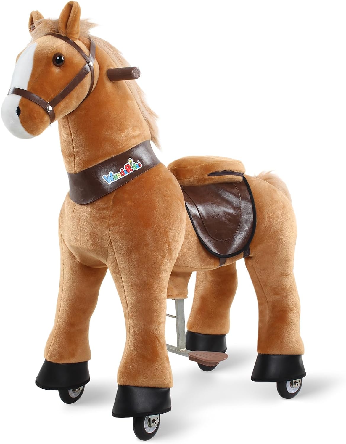 WondeRides Horse Riding Pony Cycle Horse Riding Toy for Kids 30.1 Tall Horse Riding Pony Rider Plush Rocking Mechanical Walking Animal with Wheels No Battery Size 3 for 3-4 Years Old M345