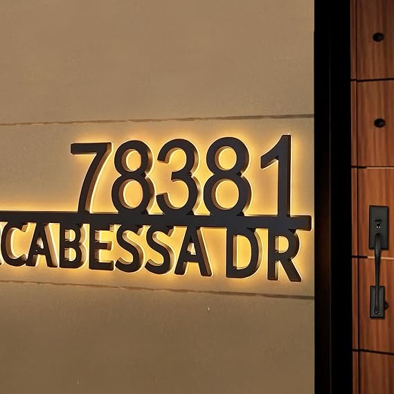 Lighted House Numbers for Outside Light Up Backlit Illuminated Address Sign