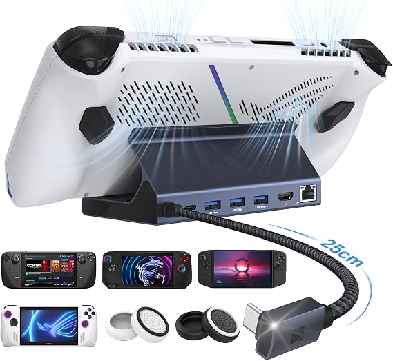 iVANKY 4K@144Hz/ 4K@120Hz HDMI 2.1 ROG Ally Dock, 8-in-1 Aluminum Docking Station for Steam Deck OLED & ROG Ally X, 100W PD Charge, 1Gbps Ethernet, 3 USB 3.0, Pro Gaming Stand Hub (No PD Adapter)