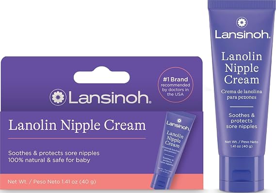 Lansinoh Lanolin Nipple Cream, 1.41 Ounces | Safe for Breastfeeding Baby, 100% Natural Nipple Butter, Breastfeeding Essentials, Postpartum Moms