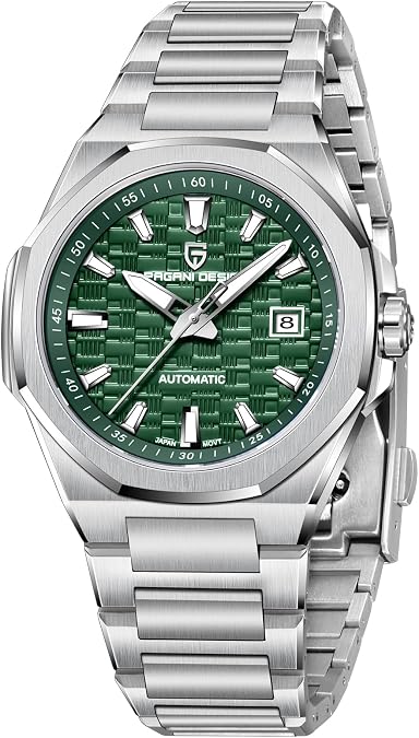 Pagani Design Watches for Men Miyota 8215 Movement, 40mm Sapphire Glass 316L Stainless Steel Automatic Watch, 100M Water Resistant Luminous Date Display