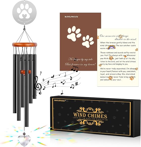 Dog Memorial Gifts for Loss of Dog, Pet Memorial Suncatcher Wind Chime, Loss of Pet Sympathy Gift, Remembrance Gift in Memory of Pet, Bereavement Gifts (28 in
