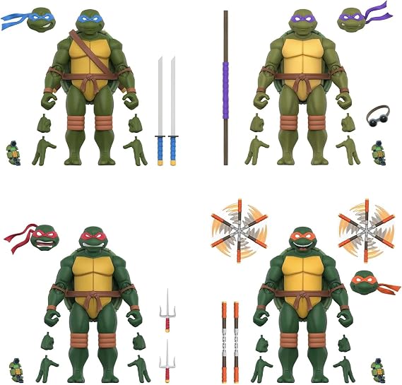 Super7 Teenage Mutant Ninja Turtles ULTIMATES! Wave 12 Bundle - Michelangelo, Leonardo, Donatello and Raphael Action Figure