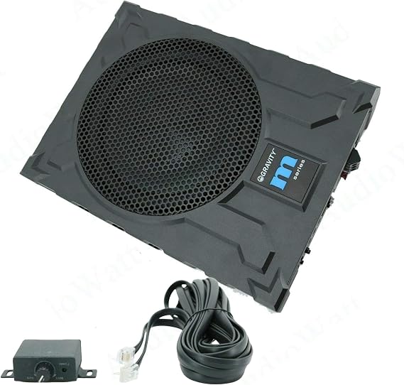 Gravity GRWF10 10-Inch Active Under-Seat Car Subwoofer - 550W Slim Aluminum Bass Speaker, Long-Throw Driver, Auto Turn-On, Low-Pass Filter for Cars and Trucks