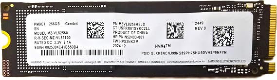 Samsung PM9C1 256GB, NVMe SSD, M.2 2280, PCIe 4.0 x4, TLC 3D-NAND, Read Speed 4000MB/s, MZVL8256HEJD - OEM BULK