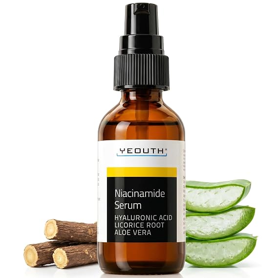 YEOUTH Niacinamide Serum with Hyaluronic Acid and Licorice Root, 1oz | Oil Balancing and Brightening Skin Care With 10% Niacinamide That Targets the Appearance of Uneven Skin Tone