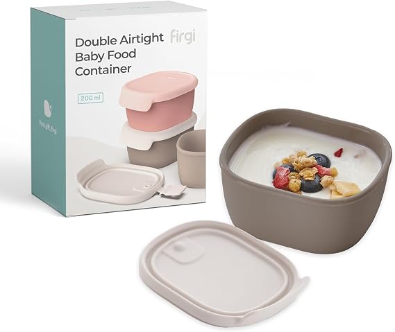 Silicone Baby Food Storage Containers with Airtight Lid, BPA-Free Leak-Proof Baby Food Jars, Microwave & Dishwasher Safe Reusable Snack Containers with Lids for Baby Led Weaning, Taupe Brown
