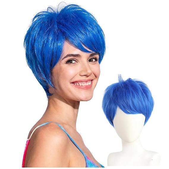 Blue Wig Short Layered Blue Wig Girls Blue Anime Hair Women