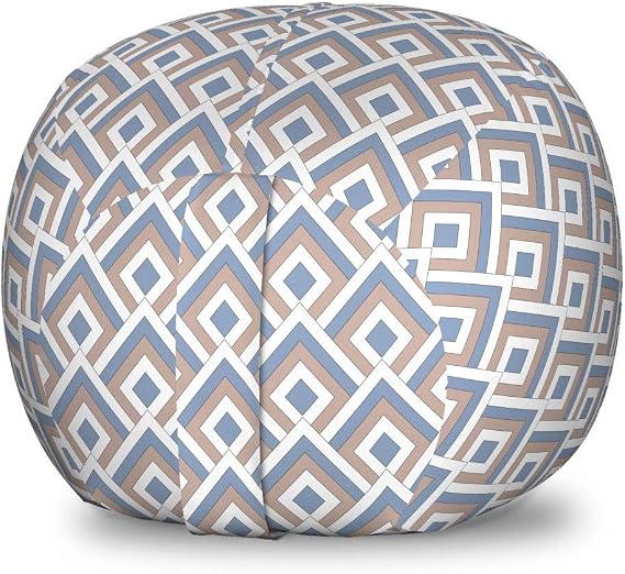 Ambesonne Geometric Storage Toy Bag Chair, Classical Repeating Pattern of Modern Diagonal Nested Squares, Stuffed Animal Organizer Washable Bag, Small Size, Dried Rose Slate Blue