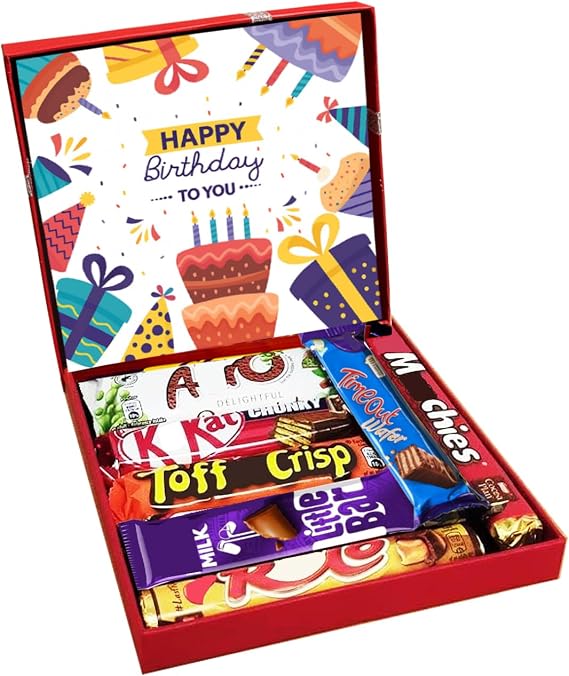 Happy Birthday Chocolate gift for Chocolate Lovers Full Size Bars Letter box gift for Kids Him and Her