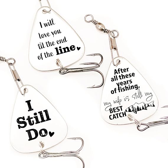 for Husband - 3 Fishing Lure Set - I Still Do, Forever & Always - 1 Year, 5 Years, 10 Years, 15 Years - Steel 11 Years - Husband Fisherman