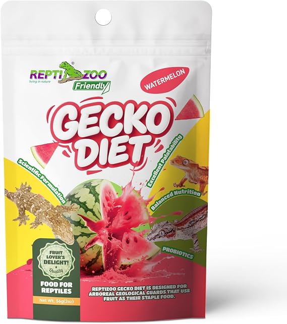 Crested Gecko Food, Fruit Mix Watermelon and Insects Complete Diet Gecko Food 2oz