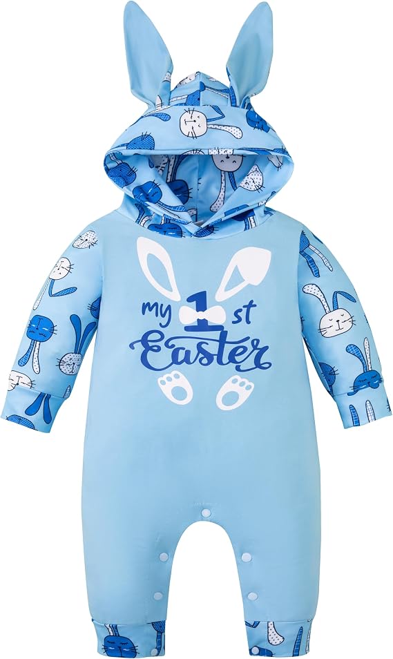 Newborn Baby Infant Boys Girls My First Easter Hoodies Romper Clothes