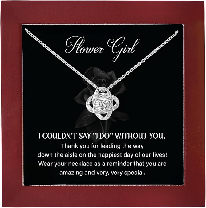 Flower Girl Necklace Gift, Flower Charm Necklace, Birthday, Anniversary, Wedding Jewelry Gift For Flower Girl.