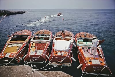 SLIM AARONS Hotel Du Cap Eden Roc Boats print | wall art gallery lustre photo, Palm Springs, picture, fine art print 12x18