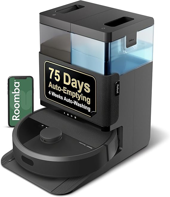 iRobot Roomba Plus 405 (G185) Combo Robot Vacuum & Mop with AutoWash Dock - Spinning Mop Pads, Self-Empties, Pad Washing & Drying, Self-Cleaning, Pad-Lift, LiDAR Navigation